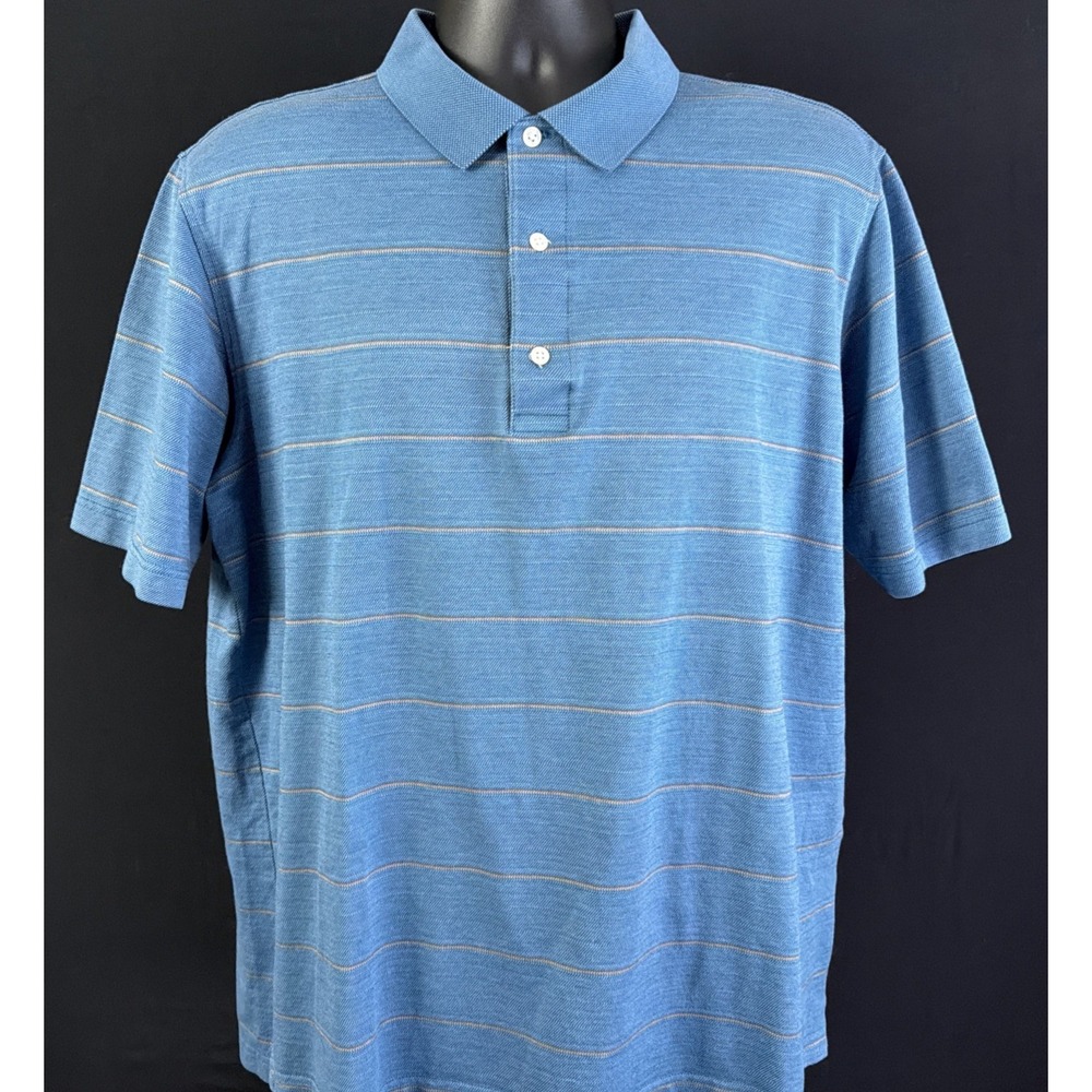 Vintage Carnoustie Men Mercerized Cotton Polo L Blue Nemacolin Mystic Rock Logo